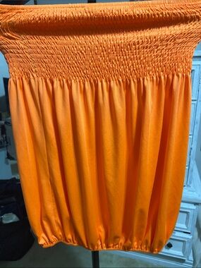 Amazon Orange Smocked Tube Top